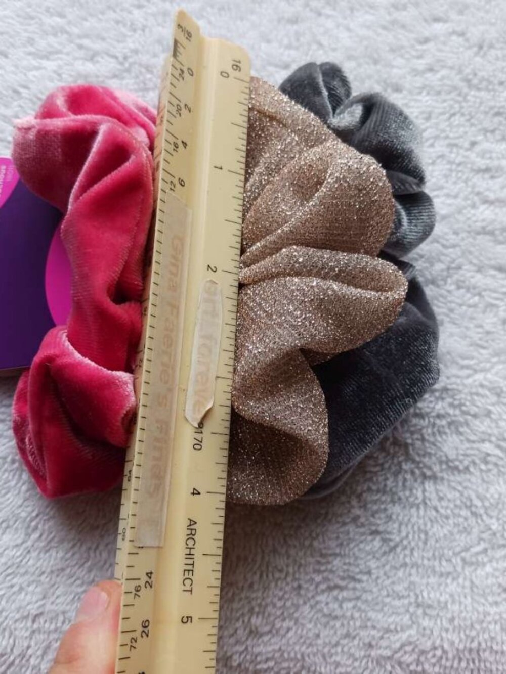 3 Goody Scrunchies Soft Velvet Fabric Tinsel Glitter Elastic Ponytailer Bands - Picture 7 of 9